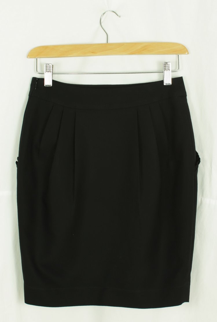 SK-151 กระโปรงแฟชั่น&ทำงาน ทรงสอบจับจีบทวิช ผ้าญี่ปุนสีดำผสมเนื้อสเปนเด็กซ์