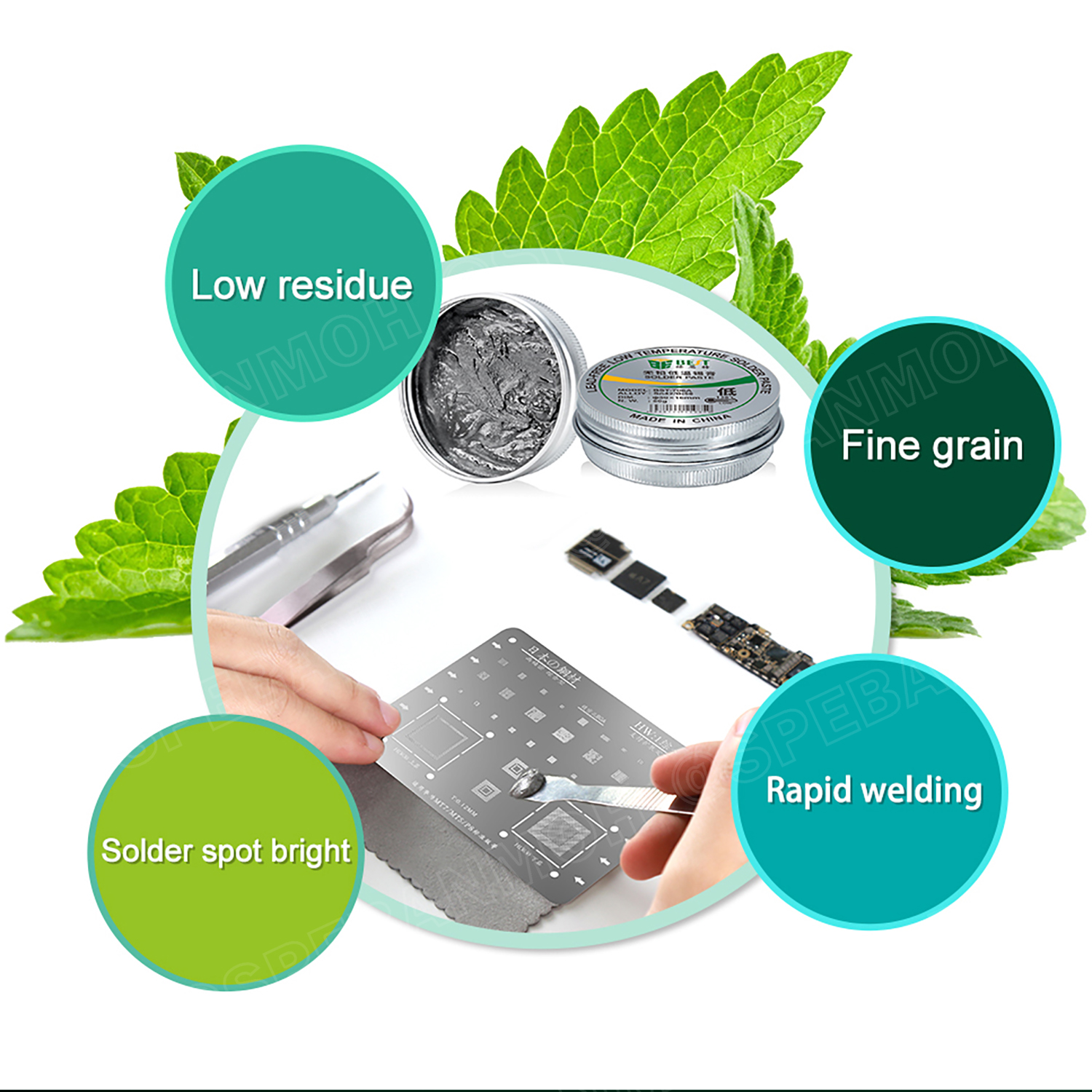 BST-706A ตะกั่วเหลว Soldering Paste ตะกั่วบัดกรี ชนิดเหลว ตะกั่วเหลว 50g 138°C ดีบุก42/บิสมัท58 Sn42/Bi58 Soldering Paste ตะกั่วบัดกรี บัดกรี Soldering Lead ตะกั่วเหลว 138องศาเซลเซียส Leaded Low Temp