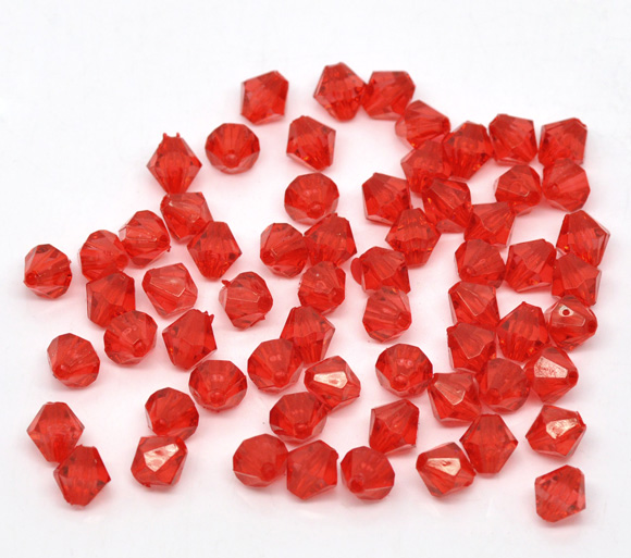 ลูกปัดอะครีลิคไบคอนเหลี่ยมเจีย ขนาด 8x8mm แพ็ค 100 เม็ด