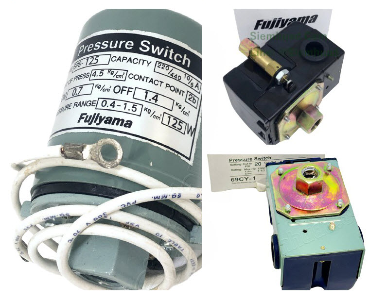 เพรชเช่อสวิทช์ (สวิทช์ควบคุมแรงดัน) Pressure Switch ของยี่ห่อ (FUJIYAMA) SPS 125, SPS 250, 69CY-1, 69CY-2, 69CY-3