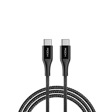 Rock Space USB-C to USB-C 3A Metal Charge & Sync Round Cable สายฟาสต์ชาร์จและซิงค์ USB-C to USB-C 1 เมตร