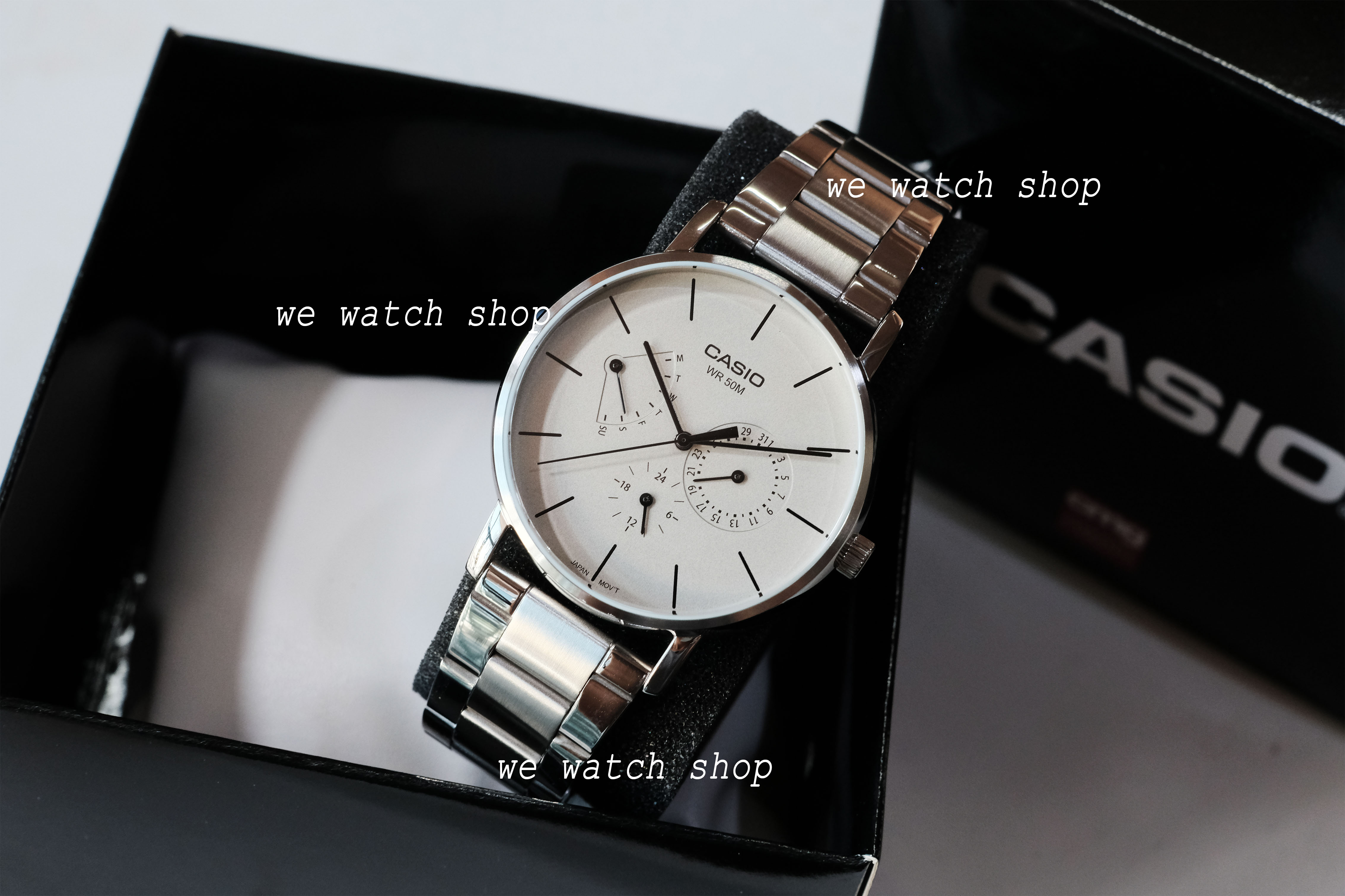 CASIO รุ่น MTP-E320D-9EVDF สีเงิน หน้าปัดขาวครีม สินค้าของเเท้ รับประกันศูนย์ CMG