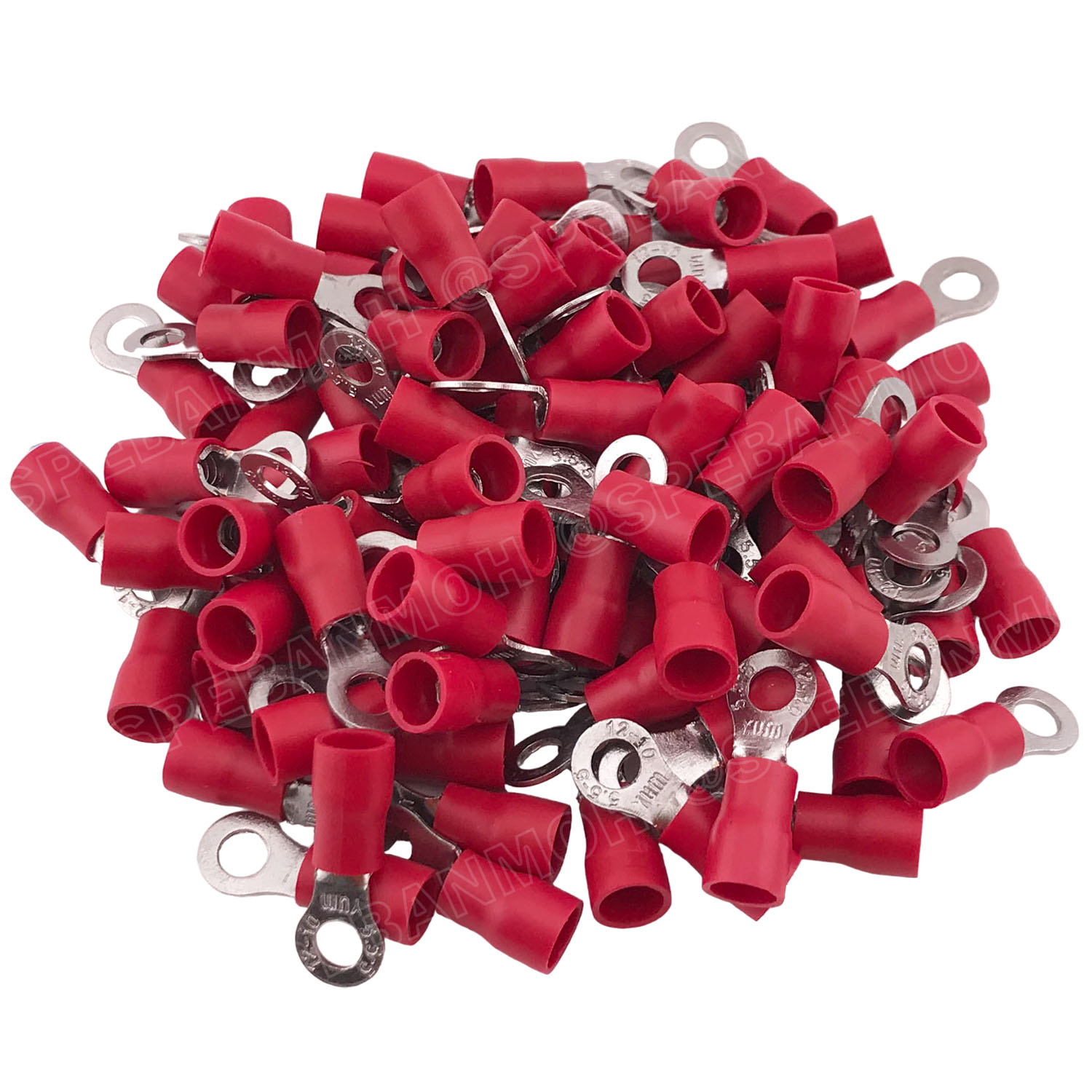 [ 100 ตัว/ถุง ] RV5.5-5 สีแดง Red สำหรับสาย 4.0-6.0 sq.mm 12-10AWG หางปลากลม หางปลาหุ้มฉนวน เทอร์มินอล หางปลาย้ำสายไฟ หางปลา หางปลากลมหุ้ม หางปลาแฉก Terminal Crimping หางปลา กลมหุ้ม หางปลาต่อสาย ขั้วต่อสายไฟ หางปลาวง หางปลา RV Spade Terminal หางปลากลม