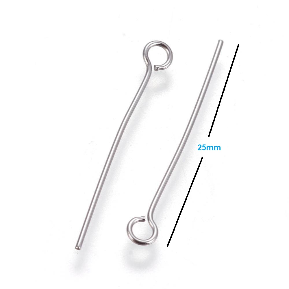 อายพิน สแตนเลส 304 สีสแตนเลส ขนาด 25x3x0.6mm, รู 2mm แพ็ค 100 ชิ้น