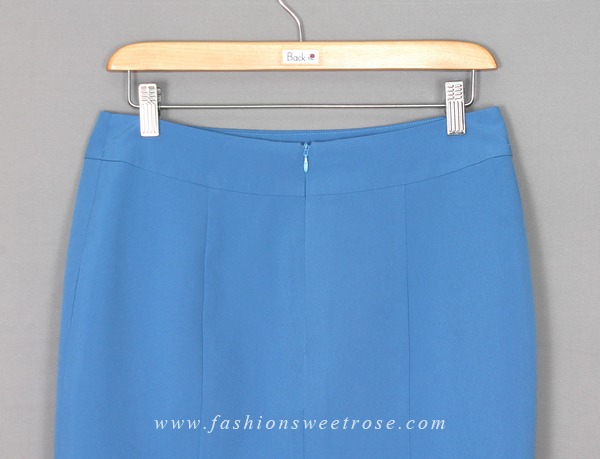SK-447 กระโปรงแฟชั่น&ทำงาน ทรงสอบ ผ้าไหมอิตาลีสีฟ้า