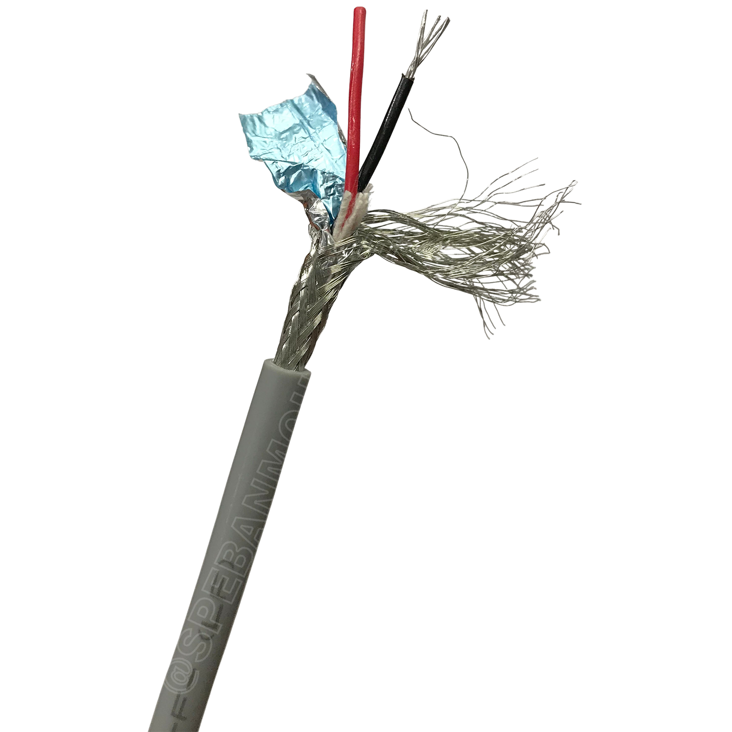 [ 2 เมตร ] TW-2464BS-22AWG-02C เทา Grey สายมัลติคอร์ 2 คอร์ ขนาด 22AWG 2Cx22AWG UL2464 300V 80°C AWG22 เบอร์ 22 สายชีลรอบ Braid Shielded Multicore Cable 2C Computer Cable TCU Tinned Stranded Copper AWM 2464 22AWG VW-1 80°C 300V E150612 Thai Wonderful