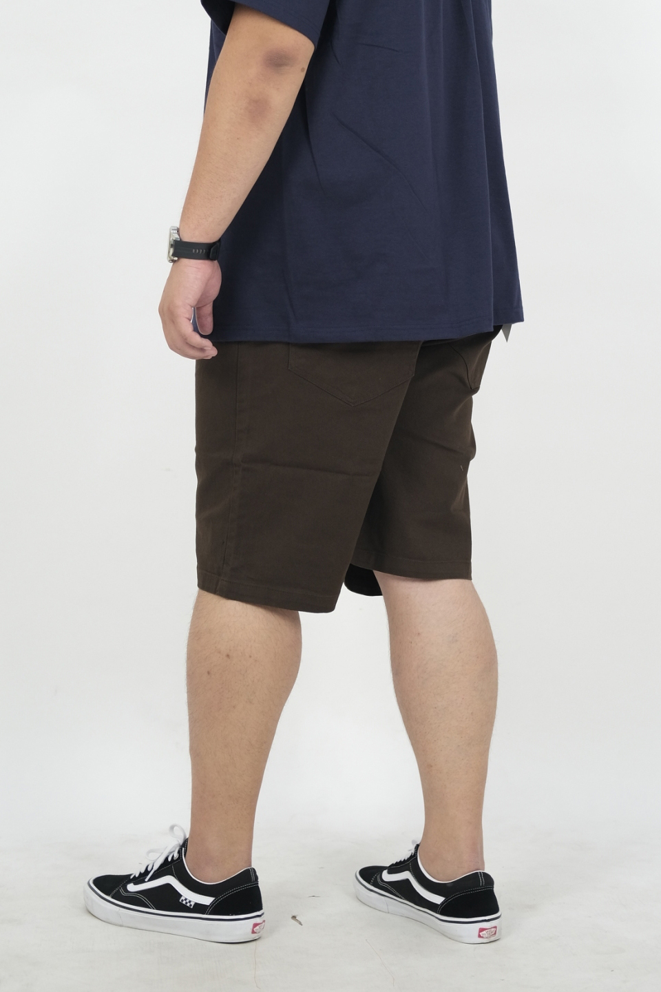 กางเกงผ้า ขาสั้นผ้ายืด3ส่วนใส่สบาย ซิบ เอว 40-58" #997/3 สีน้ำตาลเข้ม
