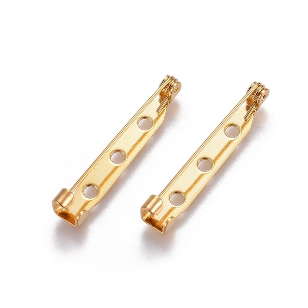 Stainless Steel Brooch Findings, Golden, 32x4.5mm, Pin: 0.68mm