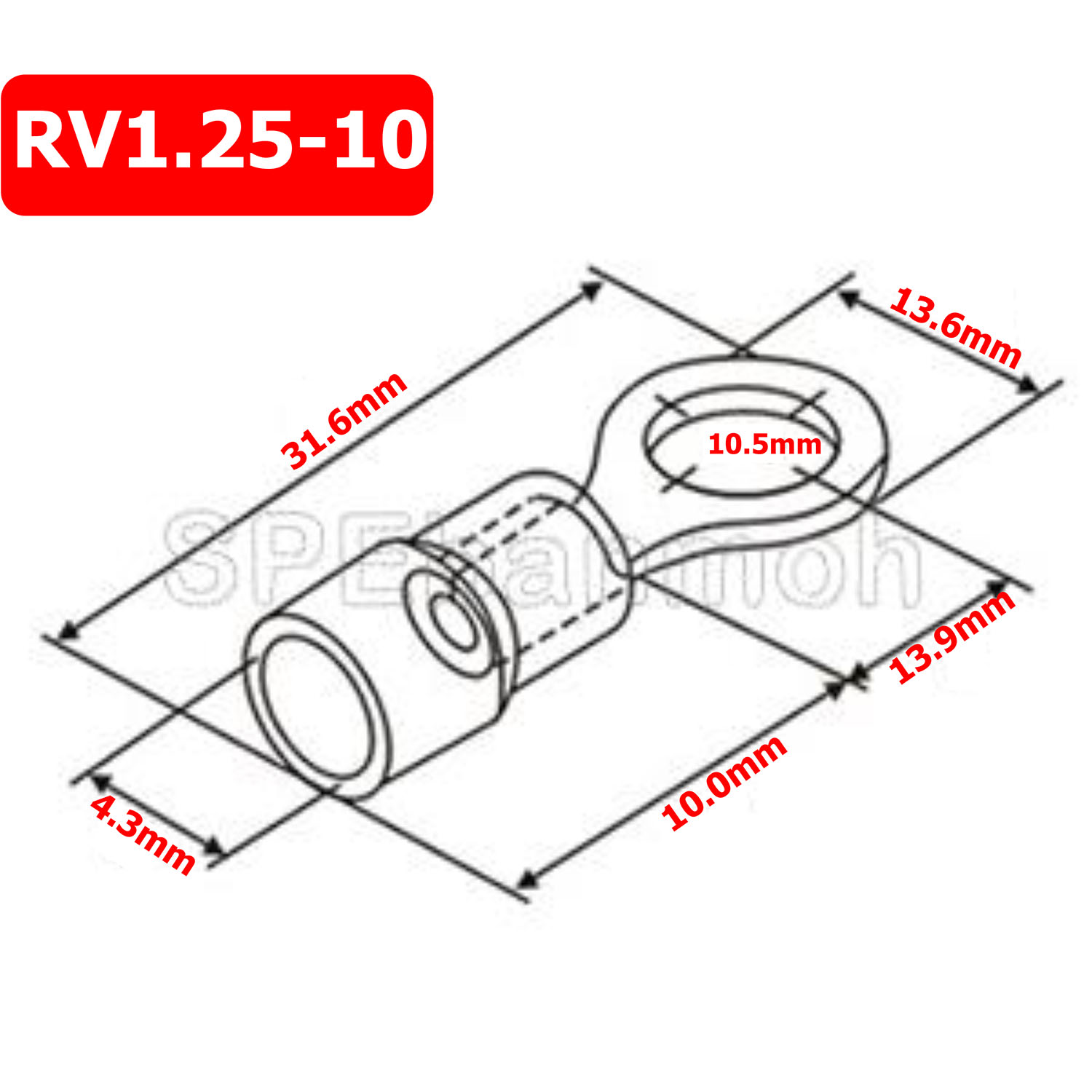 [ 100 ตัว/ถุง ] RV1.25-10 สำหรับสาย 0.5-1.5 sq.mm 22-16AWG หางปลากลม หางปลาหุ้มฉนวน เทอร์มินอล หางปลาย้ำสายไฟ หางปลา หางปลากลมหุ้ม หางปลาแฉก Terminal Crimping หางปลา กลมหุ้ม หางปลาต่อสาย ขั้วต่อสายไฟ หางปลาวง หางปลา RV Spade Terminal หางปลากลมหุ้มฉนวน
