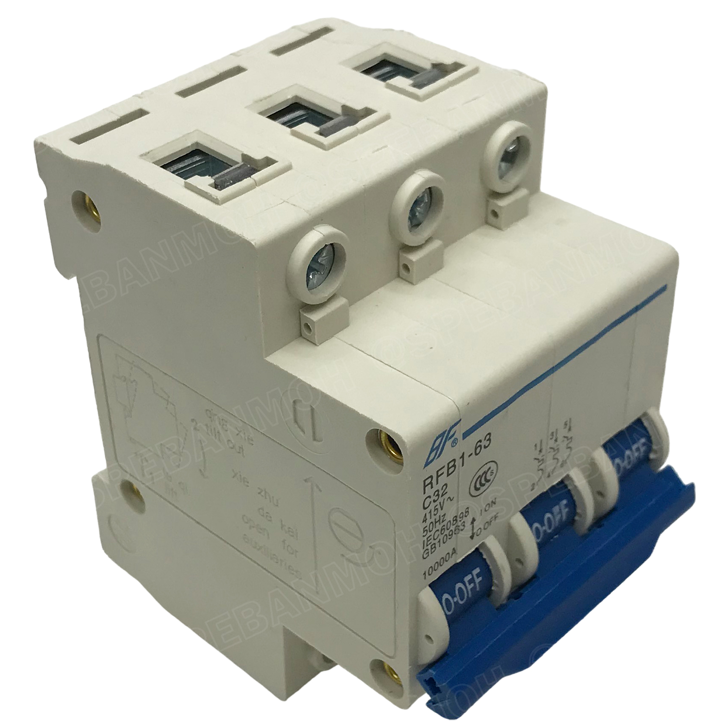 [ 1ชิ้น ] RFB1-63 3P 32A เบรกเกอร์ 6kA Type C เมนเบรกเกอร์ เบรกเกอร์ลูกย่อย ลูกย่อย 3โพล เบรกเกอร์กันไฟเกิน BF เซอร์กิตเบรกเกอร์ RFB1-63 415VAC 3เฟส เบรกเกอร์ไฟบ้าน ยึดรางปิกนก เบรกเกอร์ติดรางดินเรียล 3Phase Mini Circuit Breaker MCB 3P