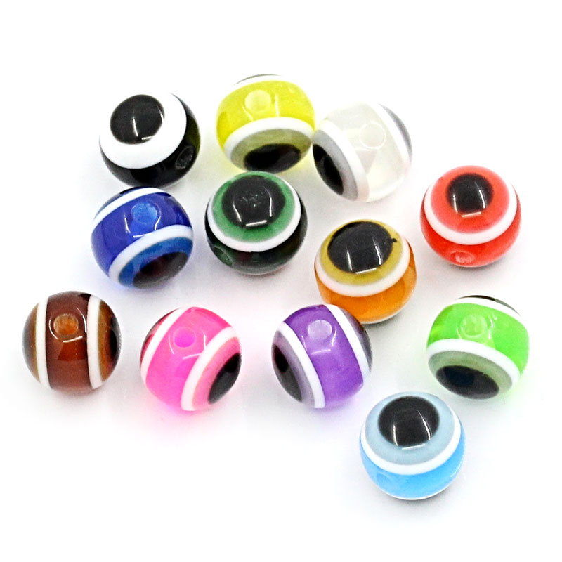 ลูกปัดเรซิ่นรูปตา Evil Eye เม็ดกลม 8mm 50 เม็ด คละสี