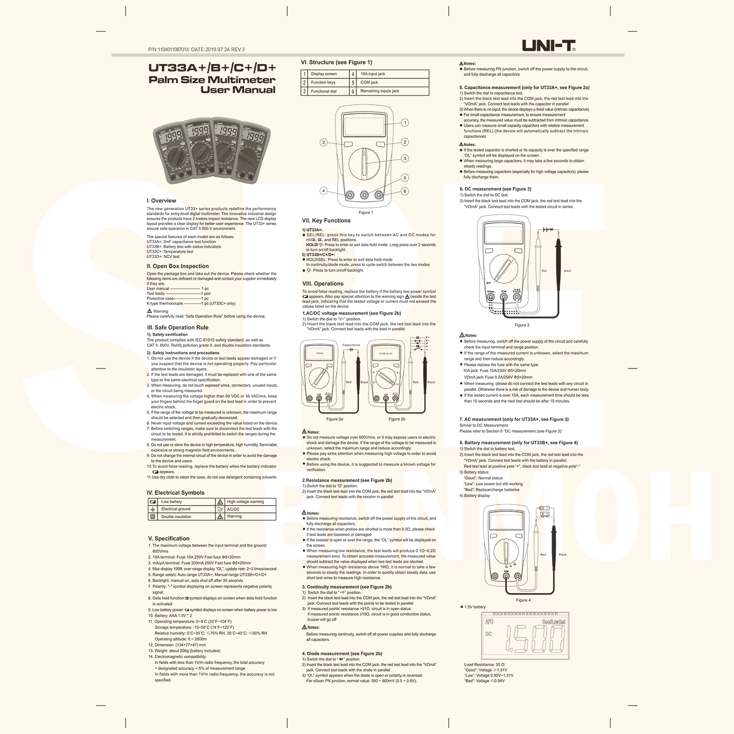 [ 1 เครื่อง ] UT33B+ Series UNI-T ดิจิตอลมัลติมิเตอร์ Digital Multimeters UT33A+ UT33B+ UT33C+ UT33D+ มัลติมิเตอร์ดิจิทัล เครื่องวัดค่าทางไฟฟ้า ดิจิตอล มัลติมิเตอร์วัดไฟ เครื่องมือช่าง เครื่องมือช่างไฟฟ้า มิเตอร์วัดไฟฟ้า เครื่องเช็คค่าไฟฟ้า
