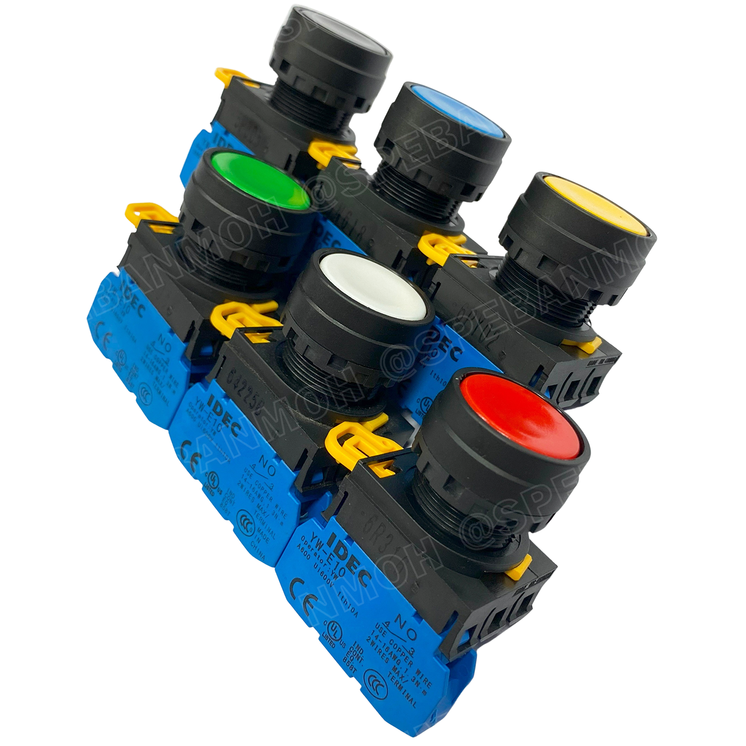 [ 1ชิ้น ] YW1B-M1E10 สีเหลือง Yellow สวิทช์ กดติด ปล่อยดับ Momentary 1NO 22mm IDEC สวิทช์คอนโทรล 22มิล YW Series Control Switch สวิทช์ไฟ กดเด้ง กดติดปล่อยดับ หน้าเรียบ ไอเดค SPST Push Button Switch ปกติเปิด Normally open