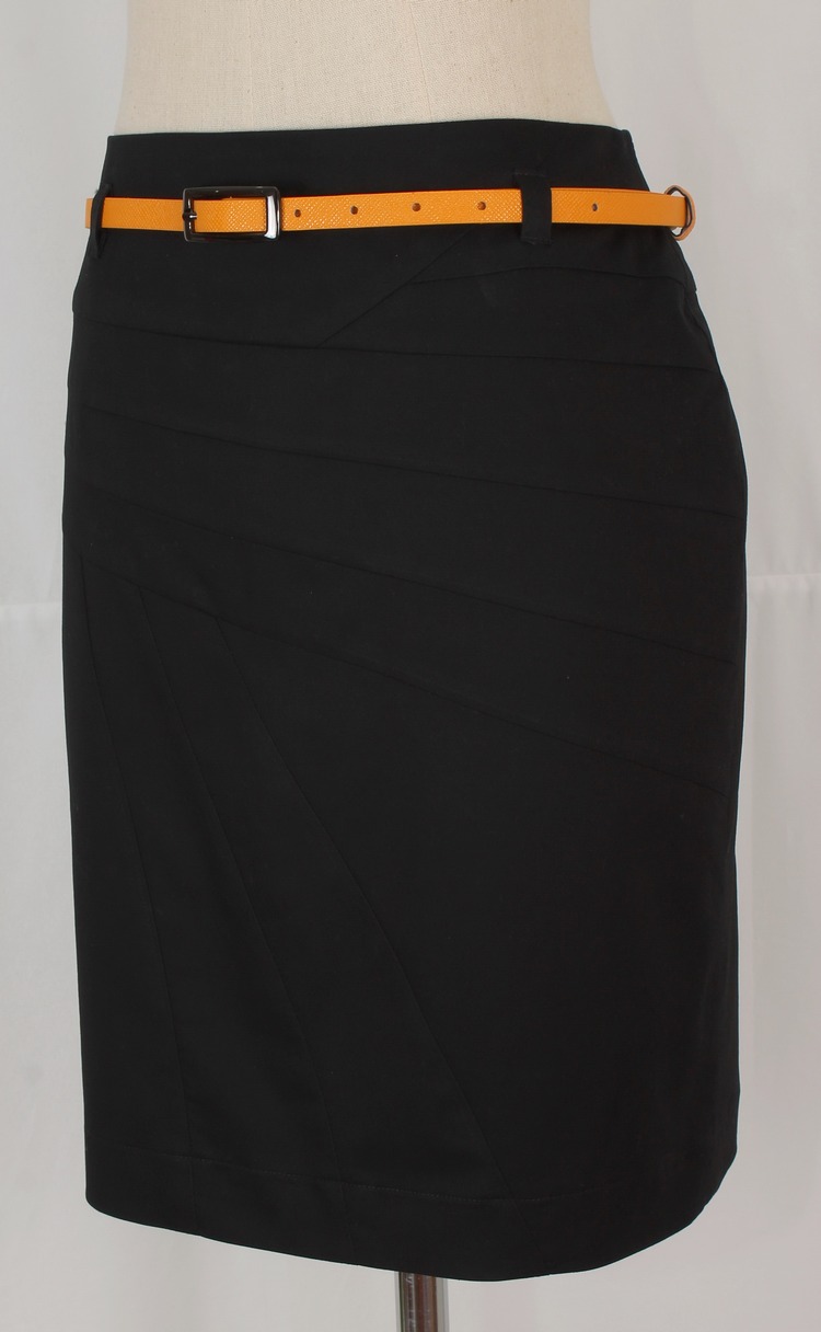 SK-129 กระโปรงแฟชั่น&ทำงาน ทรงสอบแบบตัดต่อ ผ้าคอตต้อนญี่ปุ่น สีดำ