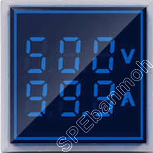 หลอดบอก โวลท์-แอมมิเตอร์ หลอดไฟ AD16-22FVA (สีน้ำเงิน-BLU) โวลท์-แอมมิเตอร์ (Volt-Amp Meter) Ø22 mm VAC :60-500V AAC :0-100A