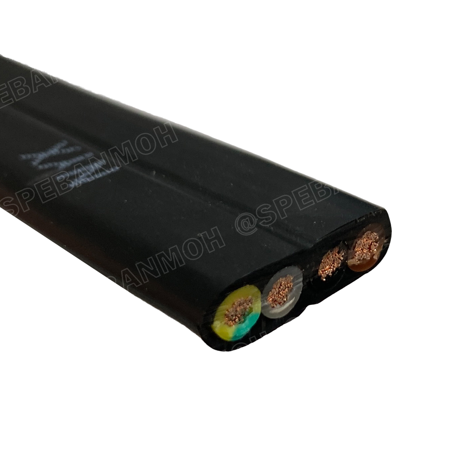 [ 1เมตร ] H07VVH6-F 4Gx4.0 sq.mm สายไฟแบน สีดำ Crane Wire 4C สายเคลื่อนที่ สำหรับเครน สายลำเลียง Moving Cable Flat Cable ป้องกันการบิดเกลียว ทองแดงแดงแท้ VDE 0295 IEC 60228 Class 5 H07 450/750V Cable For Mobile Machine Components