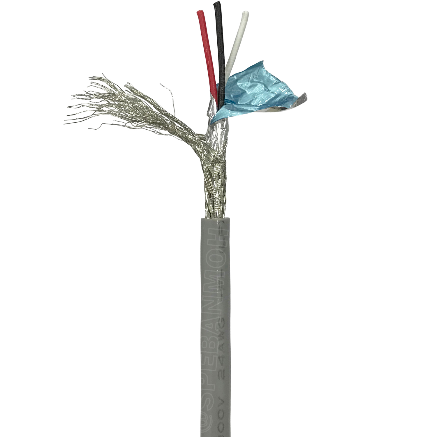 [ 100 เมตร ] TW-2464-BS-24AWG-03C สีเทา Grey สายมัลติคอร์ 3 คอร์ ขนาด 24AWG 3C x 24AWG UL2464 300V 80°C AWG24 สายชีลรอบ Braid Shielded Multicore Cable 3C Computer Cable TCU Tinned Stranded Copper AWM 2464 24AWG VW-1 80°C 300V E150612 Thai Wonderful