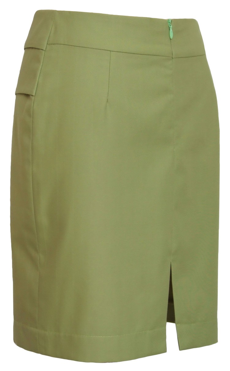 SK-096 กระโปรงแฟชั่น&ทำงาน ทรงสอบ ผ้าคอตต้อนญี่ปุ่นผสมสเปนเดคสีเขียว