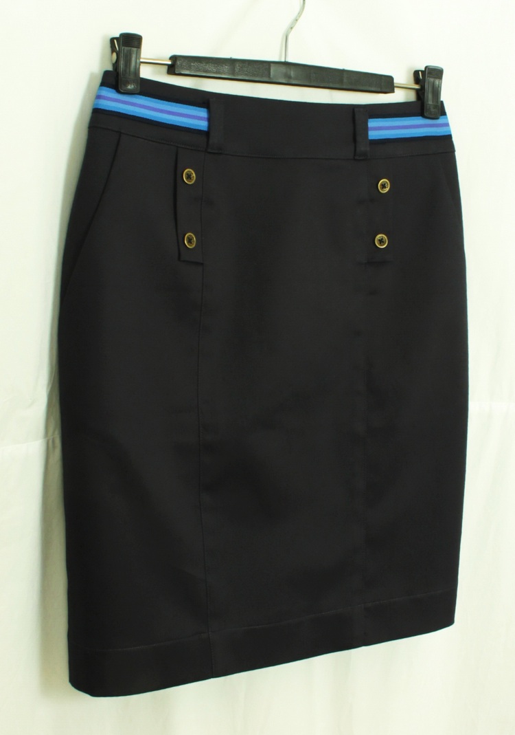 SK-144 กระโปรงแฟชั่น&ทำงาน ทรงสอบมีกระเป๋า 2 ข้าง ผ้าคอตตอนญี่ปุ่นสีน้ำเงินกรมท่า