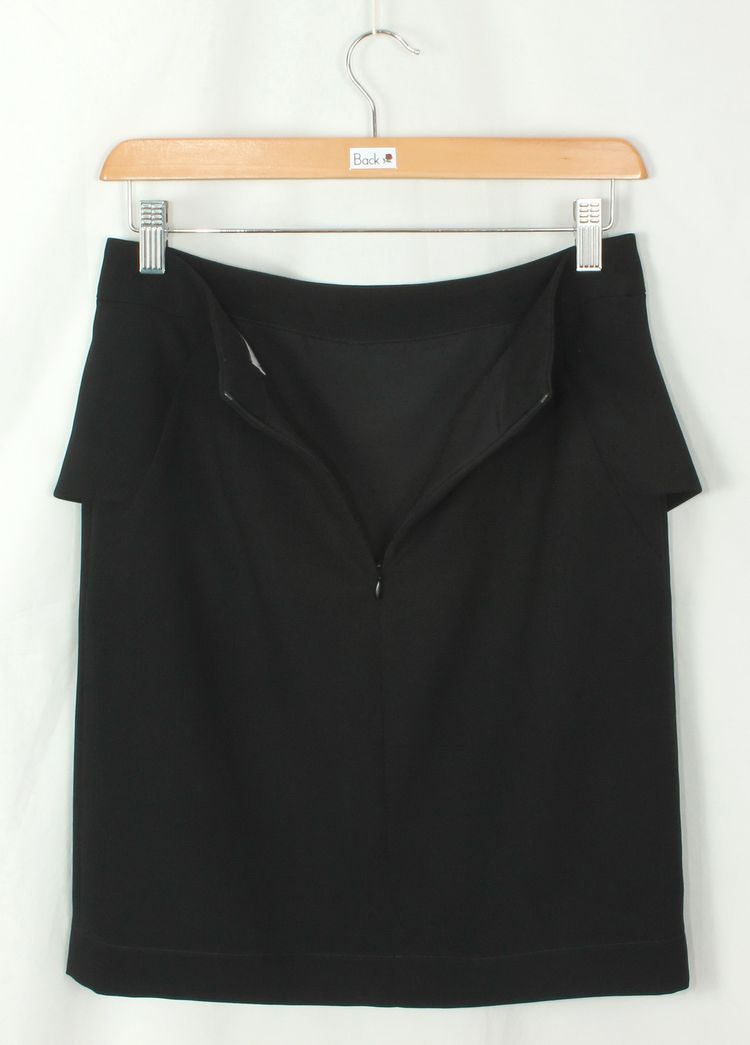 SK-190 กระโปรงแฟชั่น&ทำงาน ทรงสอบ ผ้า CHANEL สีดำ ด้านหน้ากระโปรงจับจีบระบาย