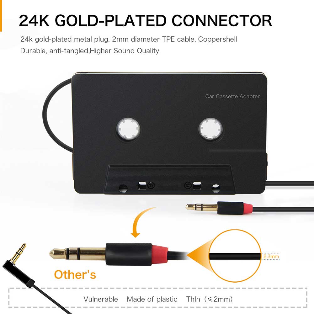 Car Tape Cassette Adapter ตลับเทป AUX สำหรับรถยนต์ เสียบกับโทรศัพท์ หรือเครื่องเล่น mp3 ได้