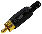 [ 5ชิ้น ] RCA-101G ปลั๊กอาร์ซีเอ ผู้ต่อสาย พลาสติก หัวทอง สีดำ (RCA Plug)