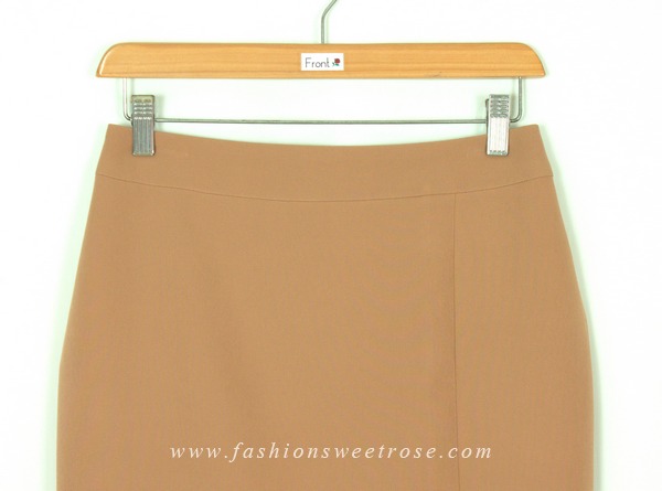 SK-451 กระโปรงทรงสอบ ผ้า Double Twist สี Light Brown