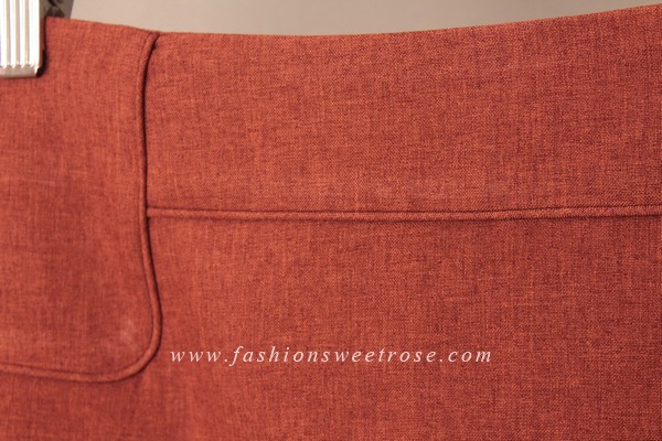 กระโปรงทรงสอบ ผ้าคอตต้อนลินินไอริสสีส้มอิฐ ด้านหน้ากระโปรงดีไซน์เรียบหรู / SK-441