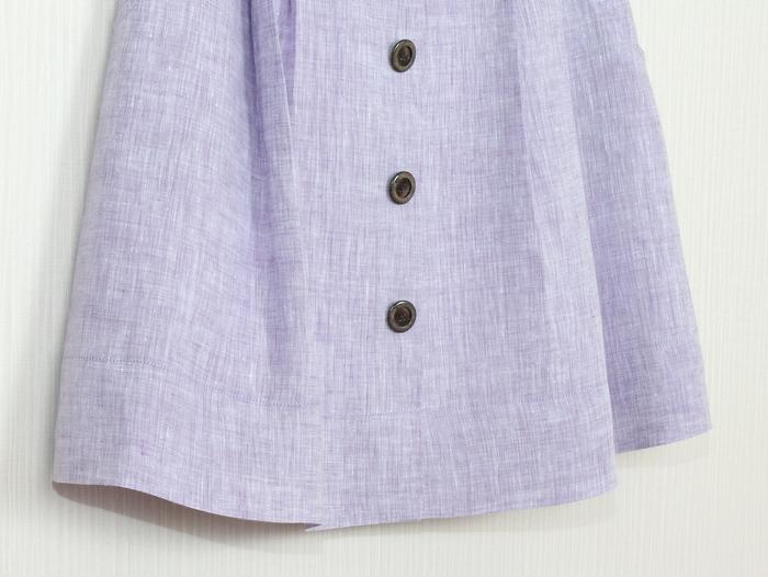 SK-241 กระโปรงแฟชั่น&ทำงาน ทรงบาน ผ้าลินินญี่ปุ่นสีม่วงอ่อน มีกระเป๋าล้วงได้ 2 ข้าง