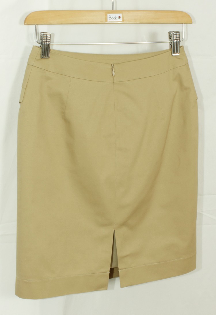 SK-102 กระโปรงแฟชั่น&ทำงาน ทรงสอบจับจีบซ้อนกัน ผ้าคอตต้อนญี่ปุ่นสีเบจ