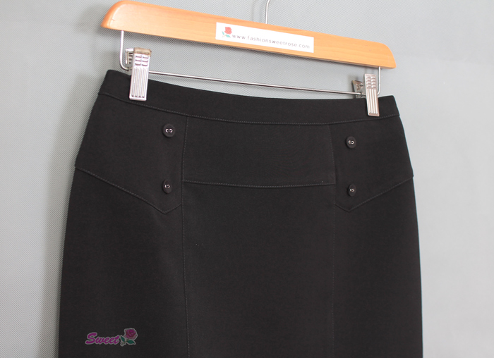 SK-501 กระโปรงทรงสอบ ผ้า Micro สีดำ