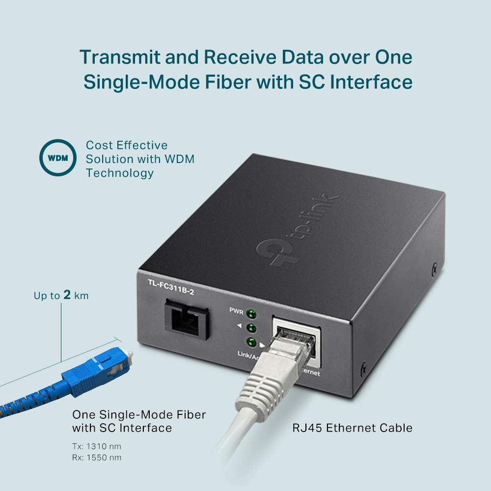 TP-LINK TL-FC311B-2 Gigabit WAD Media Converter รับประกันศูนย์ 1 ปี