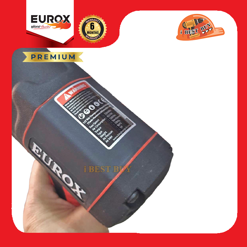 EUROX E01-H3 บล็อกลม 1/2นิ้ว แรงบิดสูง 1200 N.m. ระบบลูกตีคู่ (ค้อนคู่) พร้อมลูกบล็อก 10 ลูก