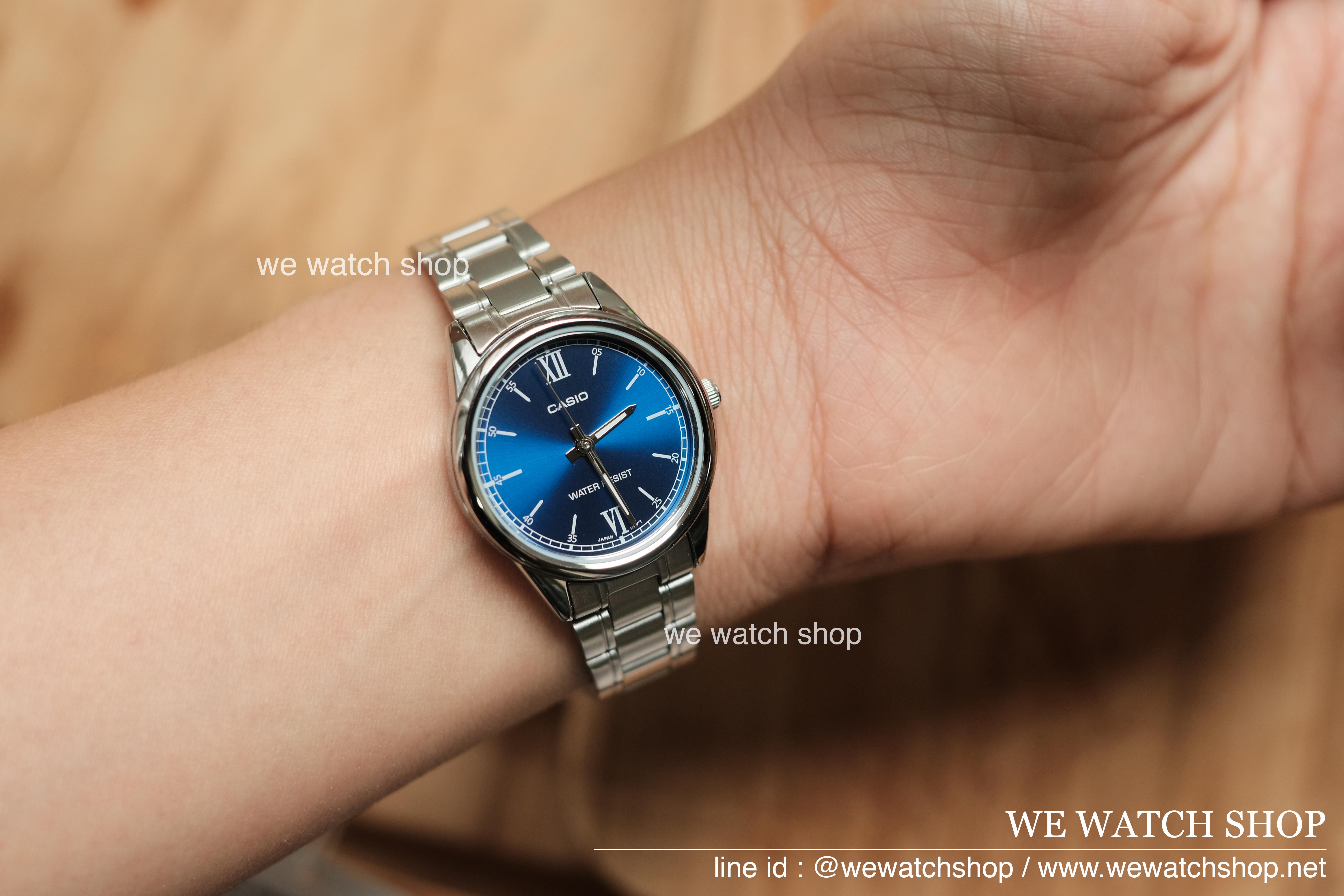 CASIO Standard รุ่น LTP-V005D-2B2UDF สีเงิน หน้าปัดน้ำเงิน สินค้าใหม่ ของแท้ รับประกันศูนย์ CMG