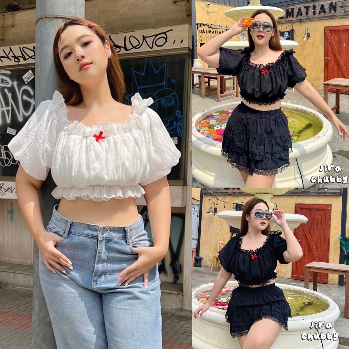 J055 เสื้อ แขนตุ๊กตา จั้มเอว มีซับใน สม็อคหลัง อกได้ถึง 50 นิ้ว