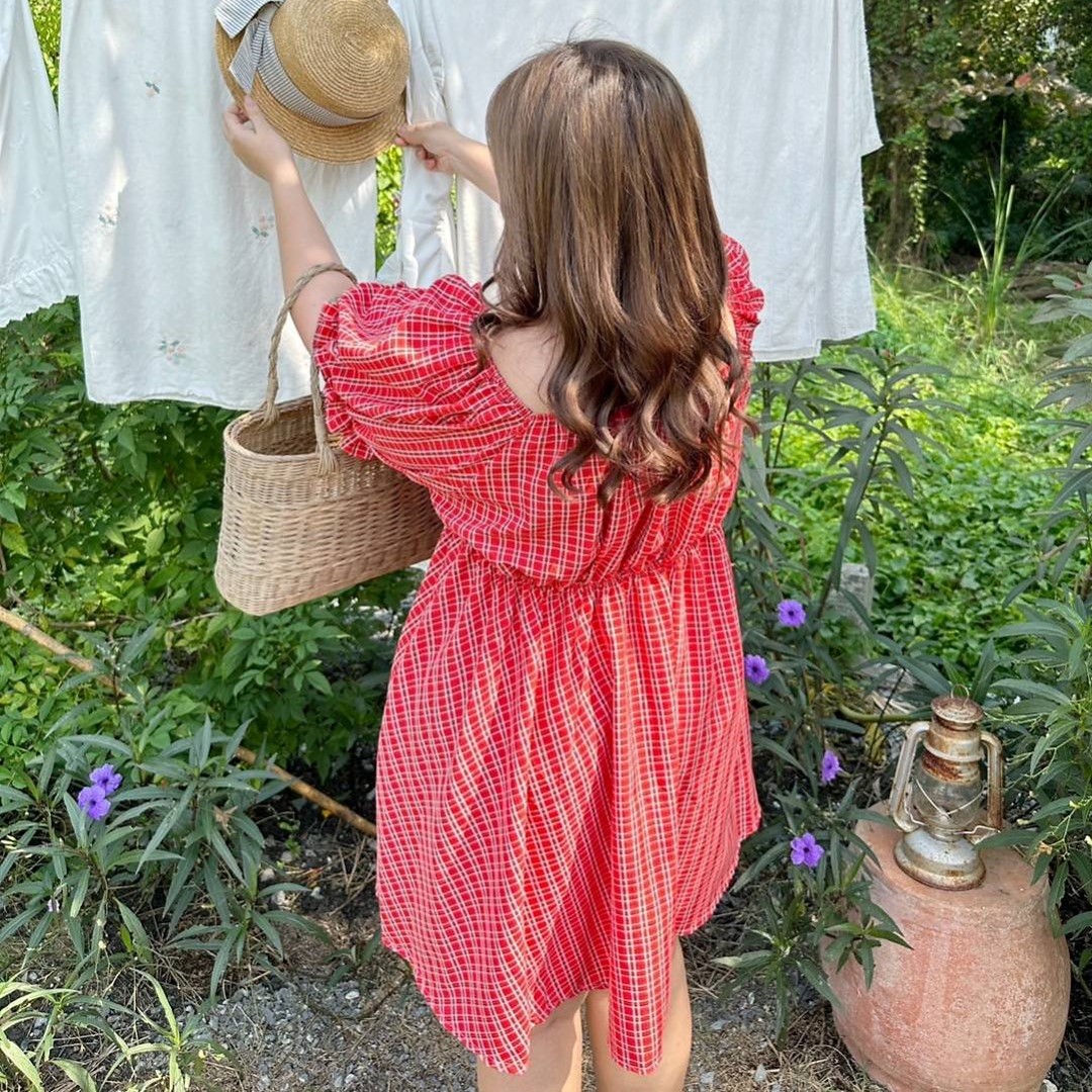 สินค้าหมดไว รบกวนติดต่อทางร้านก่อนสั่งซื้อ A100 เดรสสาวอวบ ลายสก็อต ผ้าคอตตอน