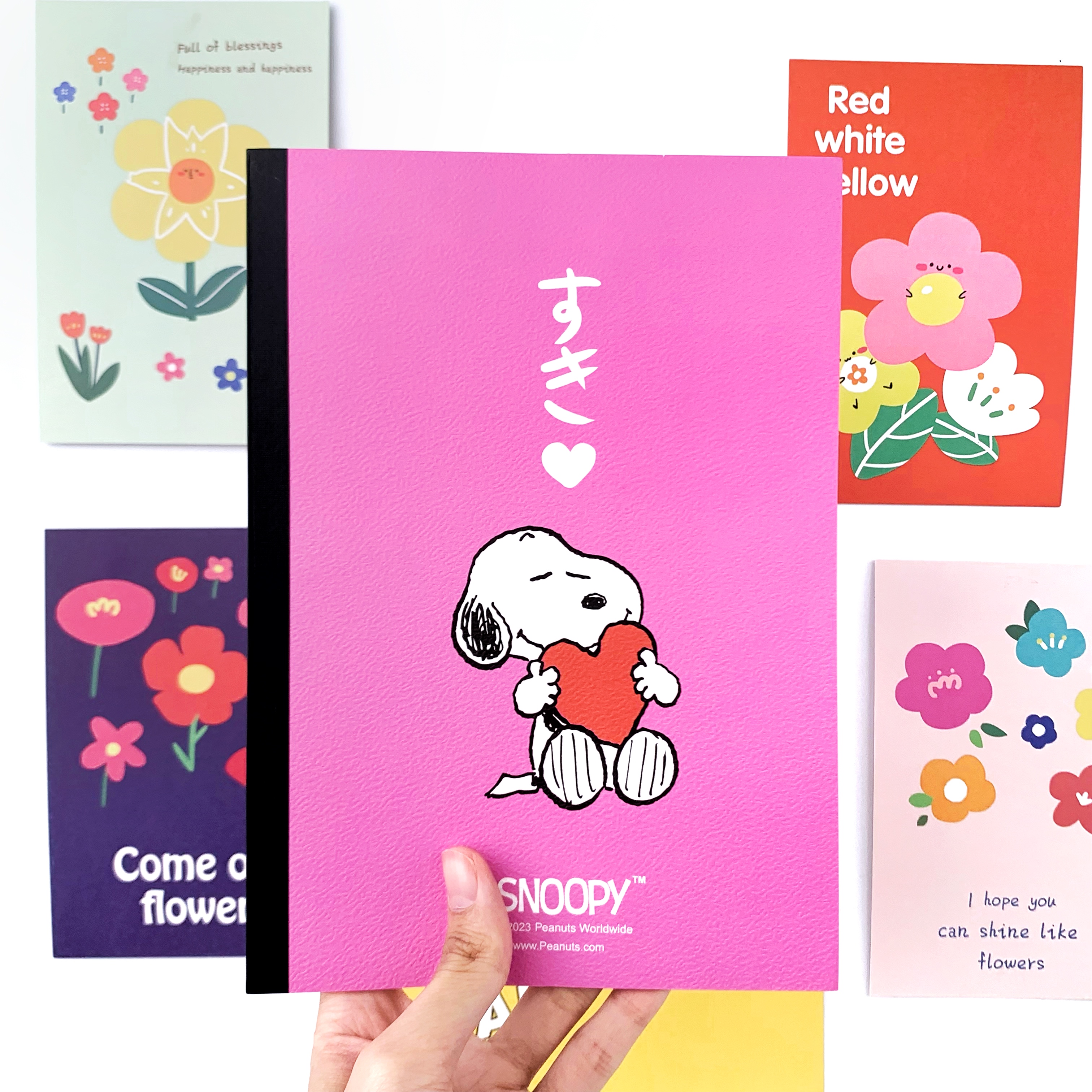 สมุดโน๊ต สมุดจดบันทึก ขนาด A5 สันกาว สีเส้น ลายลิขสิทธิ์แท้ Snoopy