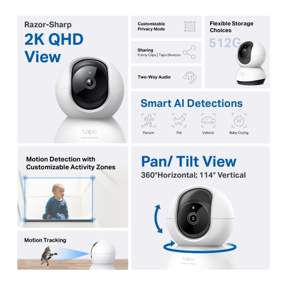 TP-Link TAPO C220 Pan/Tilt Home Security Wi-Fi Camera 4MP