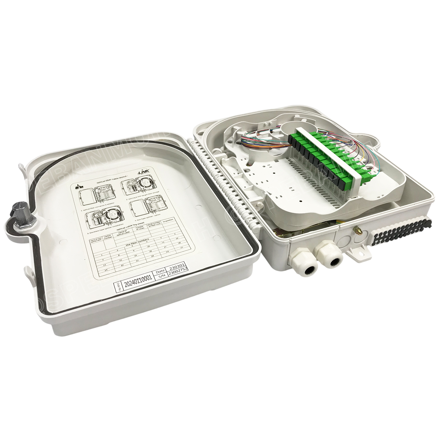 [ 1 ชิ้น ] UFH3112 Indoor Outdoor 12 SC/APC PON PLASTIC Terminal Box w/12 SC/APC Adapter & Pigtail กล่องพักสายไฟเบอร์ออฟติก 12ช่อง กล่องรวมสายและกระจายสายไฟเบอร์ FIBER TERMINAL BOX and CABINET and JUNCTION BOX