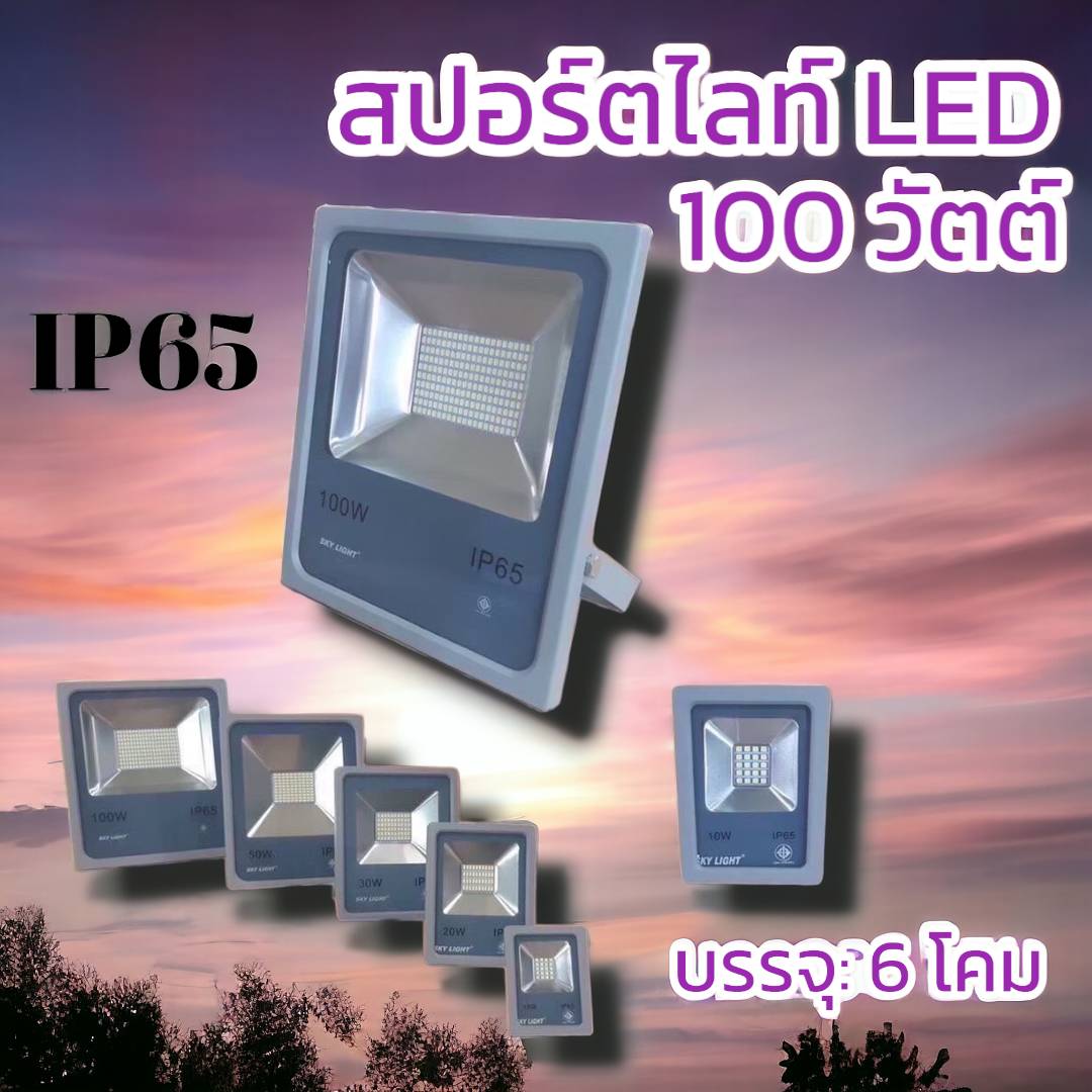 สปอร์ตไลท์แอลอีดี100วัตต์ จำนวนบรรจุ6โคม
