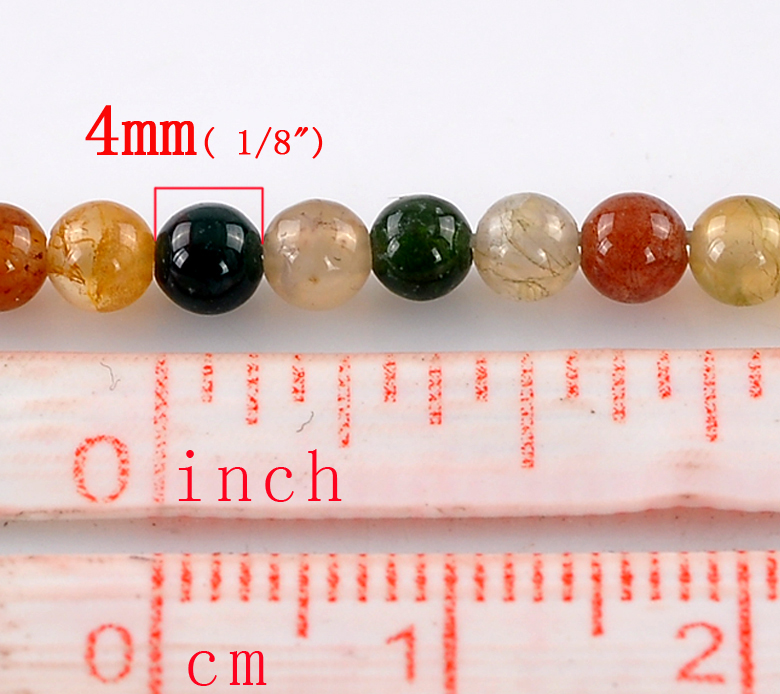 ลูกปัดหินเทียม Gemstone Agate อินเดีย เม็ดกลมคละสี ขนาด 4mm Dia,40cm(15 6/8") 1 เส้นประมาณ100 เม็ด