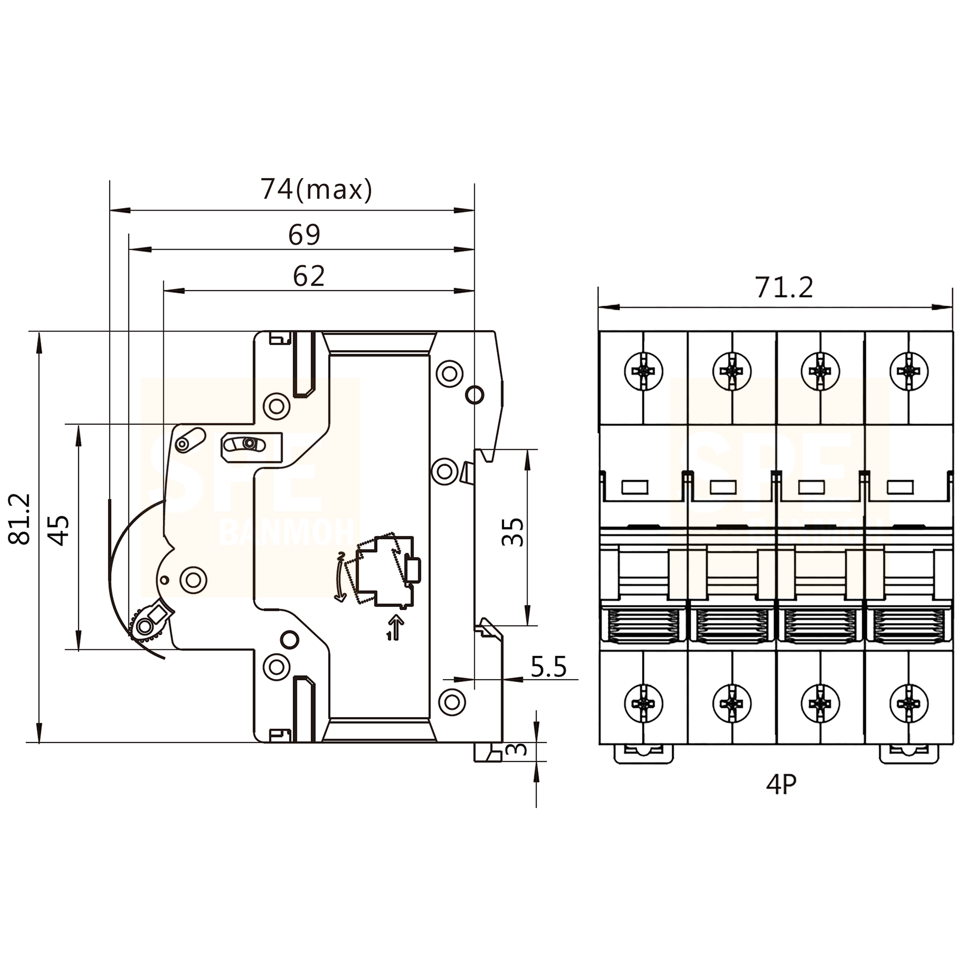 [ 1 ชิ้น ] GYM9 4P เบรกเกอร์ DC 4P ดีซี 4 โพล 4 Pole DC Breaker 1000 VDC DC Circuit Breaker 4P สำหรับงาน solar cell เบรกเกอร์ไฟฟ้าโซลาร์เซลล์ DC ป้องกันกระแสเกิน ใช้ได้กับไฟฟ้ากระแสตรง DC เบรกเกอร์ DC 1P DC Solar Breaker เซอร์กิตเบรกเกอร์ MCB Breaker DC G