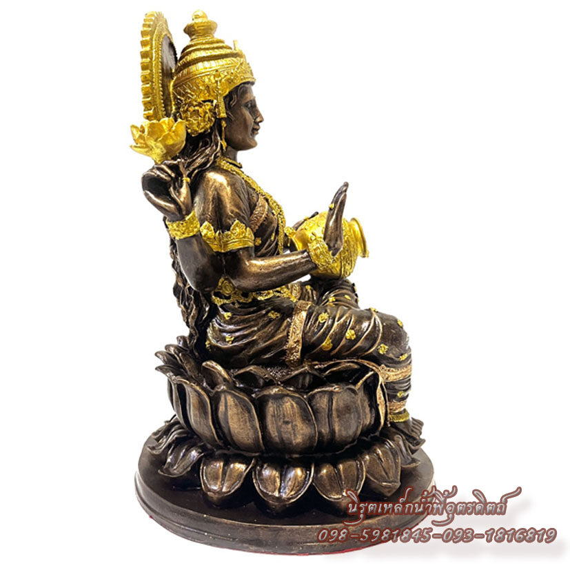 พระแม่ลักษมี มวลสารแร่เหล็กน้ำพี้ หน้าตัก 9 นิ้ว เทพีแห่งความงามผู้ประทานพรด้านความรัก โชคลาภ