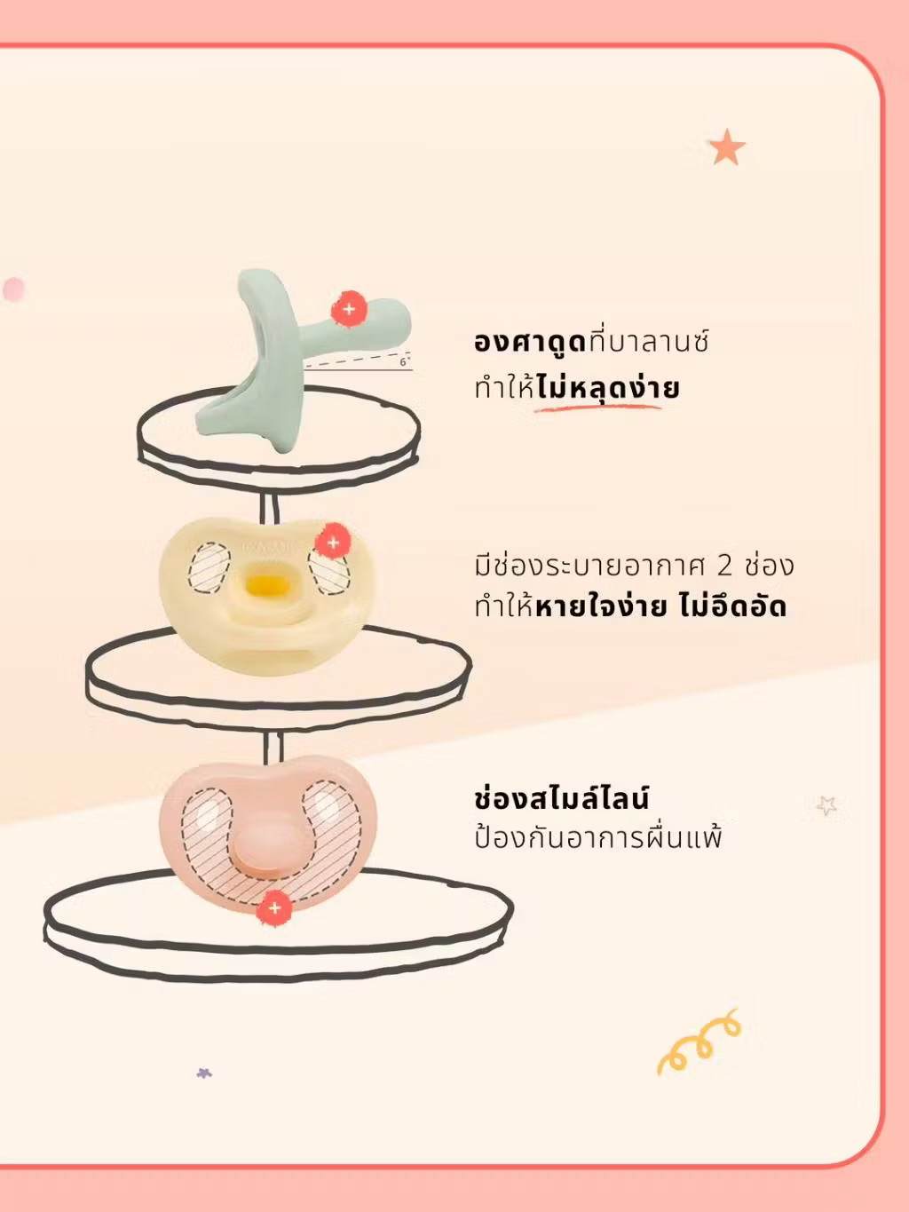 MOYUUM จุกหลอกซิลิโคนทั้งชิ้น รุ่น Macaron (พร้อมเคส)