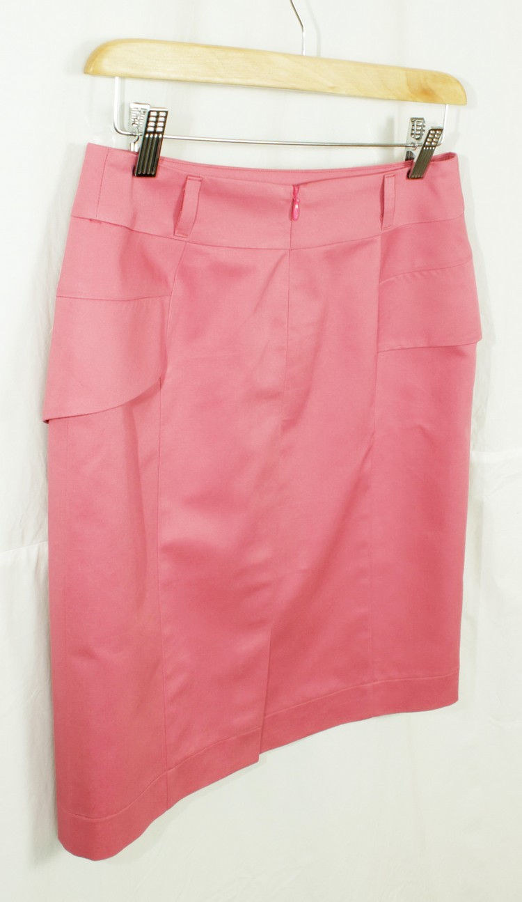 SK-160 กระโปรงแฟชั่น&ทำงาน ทรงสอบจับจีบทวิชซ้อนกัน ผ้าคอตต้อนญี่ปุ่นสี Pink Candy