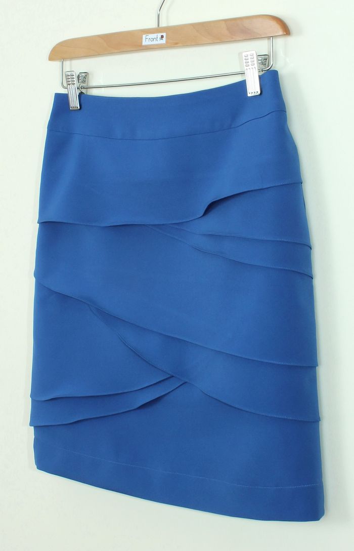 กระโปรงแฟชั่น&ทำงาน ทรงสอบ ผ้าไหมอิตาลีสีฟ้าน้ำทะเล / SK-255