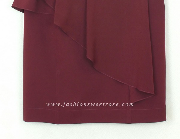 SK-296 กระโปรงแฟชั่น&ทำงาน ทรงสอบ ผ้าไหมอิตาลีสีม่วงเปลือกมังคุด