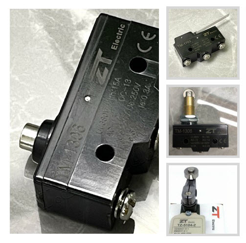 ไมโครสวิทช์ ลิมิตสวิทช์ Micro Switch, LIMIT SWITCHES AND ENCLOSED SWITCHES (ZT) V-15 series, JW-11, AZ-7 series, TM-series, TZ series