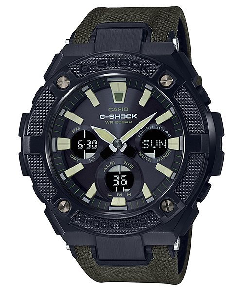 CASIO G-SHOCK รุ่น GST-S130BC-1A3DR สีดำ สายเขียว สายผ้า CORDURA® สินค้าใหม่ ของแท้ รับประกันศูนย์ CMG