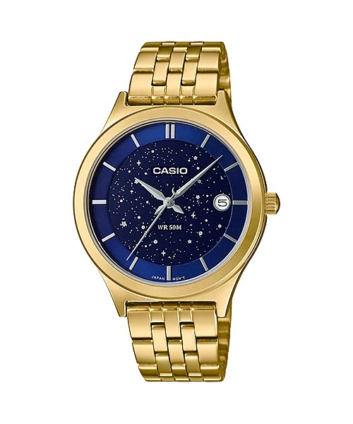 CASIO Standard รุ่น LTP-E141G-2AVDF สีทอง หน้าปัดน้ำเงิน สินค้าใหม่ ของแท้ รับประกันศูนย์ CMG